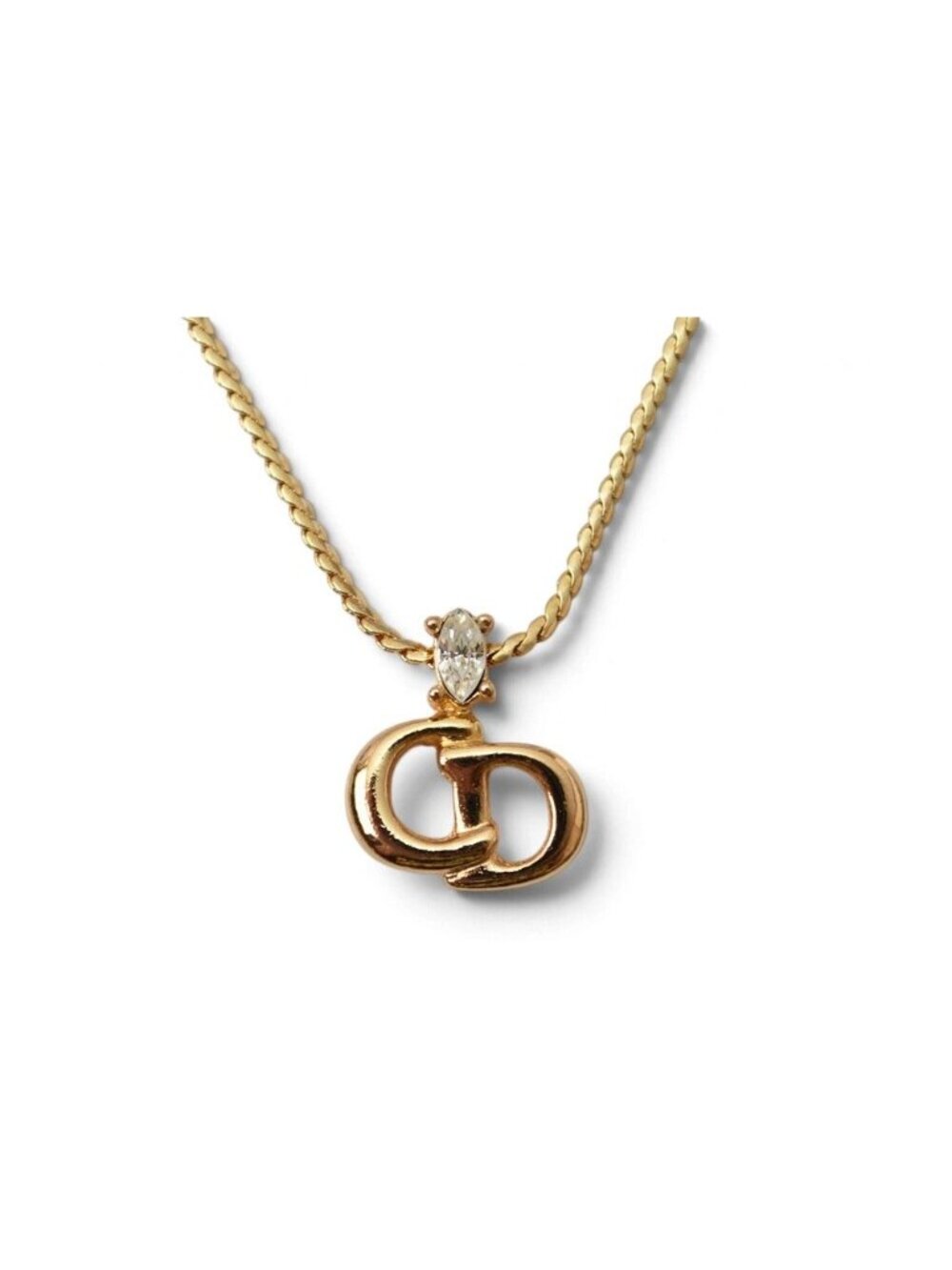 Dior Necklace Vintage CD Logo Rhinestone